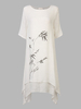 Vintage Ink Printed Loose Two-Layer Women Dress