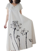 Vintage Ink Printed Short Sleeve V-Neck Long Maxi Dresses
