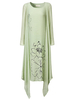 Vintage Ink Printing Irregular Fake Two Pieces Dress For Women