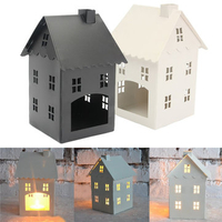 Vintage Iron House Lantern Candle Tea Light Holder Wedding Table Living Room Home Decor