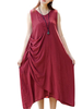 Vintage Irregular Button Hollow Sleeve V-neck Dress For Women