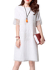 Vintage Lace Crochet Pure Color O Neck Dress For Women