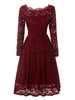 Vintage Lace Off-shoulder Long Sleeve Dress For Women