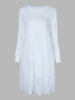 Vintage Lace Patchwork Loose Cotton Long Sleeve Women Dress
