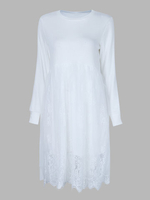 Vintage Lace Patchwork Loose Cotton Long Sleeve Women Dress