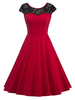 Vintage Lace Patchwork Sleeveless O Neck Women Dresses