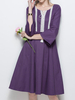 Vintage Lace Patchwork Trumpet Sleeve Women Dresses