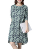 Vintage Leaf Printed Long Sleeve Loose Women Dress