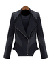 Vintage Leather Zipper Patchwork Slim Women Jacket