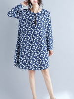 Vintage Literary Floral Print Dresses