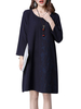 Vintage Long Sleeve Embroidery Pure Color Women Dresses