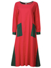 Vintage Long Sleeve Patchwork Pocket Loose Dress For Women
