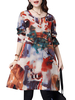 Vintage Long Sleeve Printed Button Ethnic Women Loose Dresses
