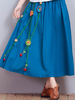 Vintage Loose Hem Elastic Waist Nailed flower Women Skirts