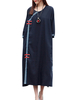 Vintage Loose O-Neck 3/4 Sleeve Women Slit Dresses