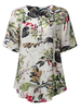 Vintage Loose O-neck Floral Print Shirts For Women