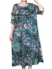 Vintage Loose O-neck Pocket Lace Printed Bohemia Dresses