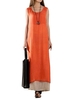 Vintage Loose Solid Layered Sleeveless Elegant Split Women Maxi Dress