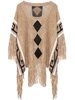 Vintage Loose Tassel Print Knit Batwing Sleeve Round Neck Sweater
