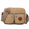 Vintage Man Shoulder Crossbody Bag Canvas Square Solid Men