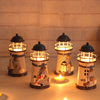 Vintage Mediterranean Style Iron House Lighthouse Candlestick Candelabrum Candle Holder Kids Gift