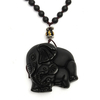 Vintage Men Necklace Chinese Natural Obsidian Hand-Carved Elephant Necklace