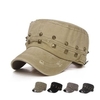 Vintage Miltary Army Cotton Blend Rivet Flat Baseball Visor Hat Adjustable Snapback Cap