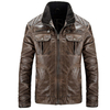 Vintage Motorcycle Style PU Leather Biker Jacket Multi Pockets Stitching Coat for Men
