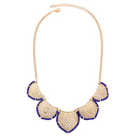 Vintage Necklace Gold Leaves Beads Tassel Neckalce