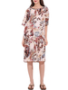 Vintage O-neck Coffee Floral Printed Dresses For Women