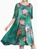 Vintage O-neck Floral Printed Dresses For Women