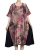 Vintage O-neck Half Sleeves Floral Printed Dresses