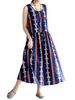 Vintage O-neck Stripe Sleeveless Printed Dresses For Women