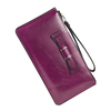 Vintage Oil Leather Women Bow Knot Ultra Thin Wallet Card Holder Business Purse