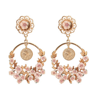 Vintage Overstate Big Flower Ear Drop Women Earrings