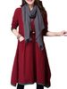 Vintage Patchwork Long Sleeve Pocket Midi Dress