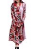 Vintage Patchwork Plate Buckle Printed Long Sleeve Dresses