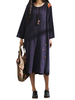 Vintage Patchwork Plate Buttons Split Long Sleeve Dress For Women