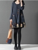 Vintage Patchwork Pocket Floral Printed Elegant Long Sleeve Dress