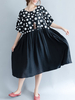 Vintage Patchwork Polka Dots Short Sleeve Loose Dresses