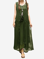 Vintage Patchwork Sheer Bow Split Long Jacket For Women