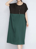 Vintage Patchwork Short Sleevee Pocket Women Dresses