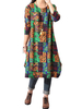 Vintage Pattern Print Linen Loose Women Irregular Dress