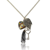 Vintage Peacock Feather Heart Leaf Key Tassel Necklace