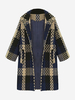 Vintage Plaid Button Three Quarter Sleeve Woolen Coat