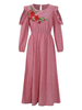 Vintage Plaid Embroidery Long Sleeve Women Dresses