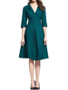 Vintage Pleated Deep V Half Sleeve Dress For Women