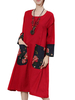 Vintage Pocket Patchwork Floral Print Long Sleeve Women Loose Dress