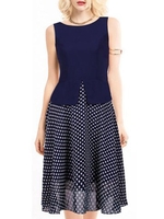 Vintage Polka Dot Chiffon Party Sleeveless Women Dress