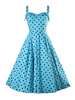 Vintage Polka Dot Pleated Loose Hem Women Dresses